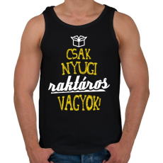 PRINTFASHION csak nyugi raktáros vagyok 01 - Férfi atléta - Fekete