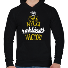 PRINTFASHION csak nyugi raktáros vagyok 01 - Férfi kapucnis pulóver - Fekete
