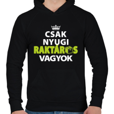 PRINTFASHION Csak nyugi raktárosvagyok! - Férfi kapucnis pulóver - Fekete