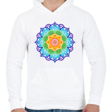 PRINTFASHION Csakrák harmóniája mandala - Férfi kapucnis pulóver - Fehér férfi pulóver, kardigán