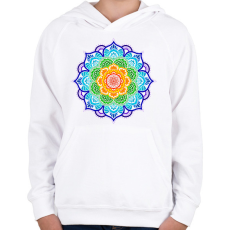 PRINTFASHION Csakrák harmóniája mandala - Gyerek kapucnis pulóver - Fehér