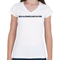 PRINTFASHION Családfenntartó - színes - Női V-nyakú póló - Fehér