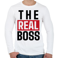 PRINTFASHION Családi - The real boss (feleség) - Férfi hosszú ujjú póló - Fehér