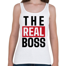 PRINTFASHION Családi - The real boss (feleség) - Női atléta - Fehér női trikó