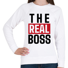 PRINTFASHION Családi - The real boss (feleség) - Női pulóver - Fehér