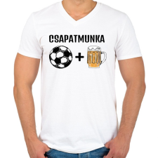 PRINTFASHION Csapatmunka - Férfi V-nyakú póló - Fehér férfi póló
