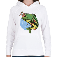 PRINTFASHION Csapósügér - Női kapucnis pulóver - Fehér női pulóver, kardigán