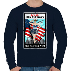 PRINTFASHION Csatlakozz a tengerészethez - Férfi pulóver - Sötétkék