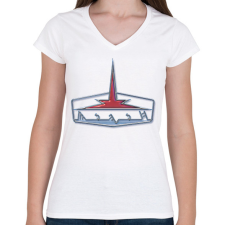 PRINTFASHION csepel logo - Női V-nyakú póló - Fehér női póló