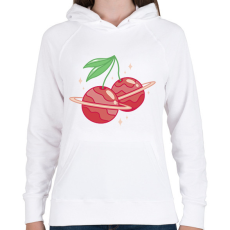 PRINTFASHION Cseresznye bolygók - Női kapucnis pulóver - Fehér