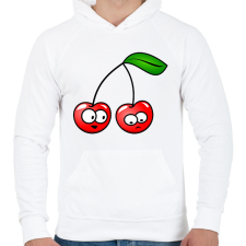 PRINTFASHION Cseresznyepár - Férfi kapucnis pulóver - Fehér férfi pulóver, kardigán