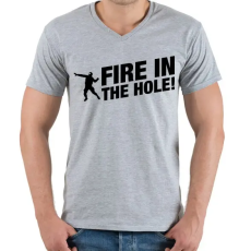 PRINTFASHION CSGO - TŰZ! - Férfi V-nyakú póló - Sport szürke