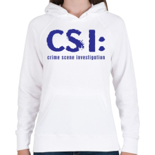 PRINTFASHION csi-1-1-blue - Női kapucnis pulóver - Fehér női pulóver, kardigán