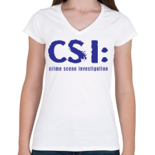 PRINTFASHION csi-1-1-blue - Női V-nyakú póló - Fehér női póló