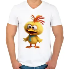 PRINTFASHION Csibe 01 - Férfi V-nyakú póló - Fehér férfi póló