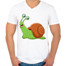 PRINTFASHION Csiga - Férfi V-nyakú póló - Fehér