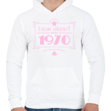 PRINTFASHION csillag-1970-pink - Férfi kapucnis pulóver - Fehér férfi pulóver, kardigán