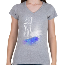 PRINTFASHION Csillagpor - Női V-nyakú póló - Sport szürke