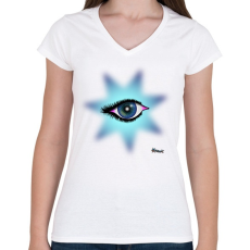 PRINTFASHION Csillagszem - Női V-nyakú póló - Fehér