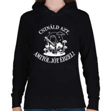 PRINTFASHION Csináld azt, amitől jót érzel! - Női kapucnis pulóver - Fekete női pulóver, kardigán