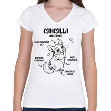 PRINTFASHION Csincsilla anatómia - Női V-nyakú póló - Fehér női póló