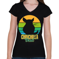 PRINTFASHION Csincsilla apa - Női V-nyakú póló - Fekete női póló