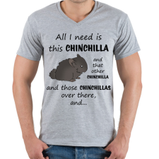 PRINTFASHION Csincsilla - Férfi V-nyakú póló - Sport szürke férfi póló