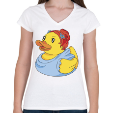 PRINTFASHION Csinos gumikacsa - Női V-nyakú póló - Fehér