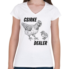PRINTFASHION Csirke dealer - Női V-nyakú póló - Fehér