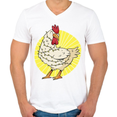 PRINTFASHION Csirke karácsony - Férfi V-nyakú póló - Fehér