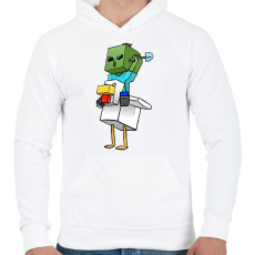 PRINTFASHION Csirke zombi minecraft - Férfi kapucnis pulóver - Fehér