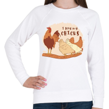 PRINTFASHION Csirkék - Női pulóver - Fehér női pulóver, kardigán