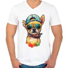 PRINTFASHION csivava - Férfi V-nyakú póló - Fehér