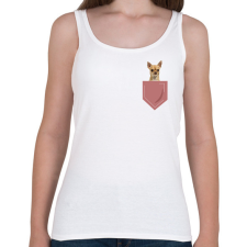 PRINTFASHION Csivava zsebben - Női atléta - Fehér női trikó