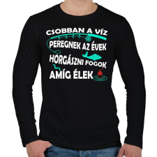 PRINTFASHION Csobban a víz- peregnek az évek - Férfi hosszú ujjú póló - Fekete férfi póló