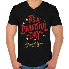 PRINTFASHION Csodálatos nap - Férfi V-nyakú póló - Fekete férfi póló