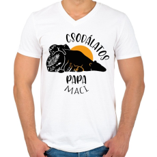 PRINTFASHION Csodálatos papa maci - Férfi V-nyakú póló - Fehér
