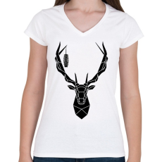 PRINTFASHION Csodaszarvas - Női V-nyakú póló - Fehér
