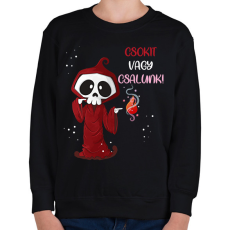 PRINTFASHION Csokit vagy csalunk halloween csontváz - Gyerek pulóver - Fekete