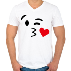 PRINTFASHION Csókos smile - Férfi V-nyakú póló - Fehér
