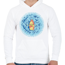 PRINTFASHION Csónak - Férfi kapucnis pulóver - Fehér férfi pulóver, kardigán