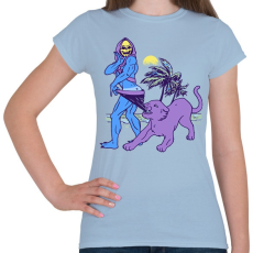 PRINTFASHION Csontváz a tengerparton - Női póló - Világoskék