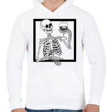 PRINTFASHION Csontváz borral - Férfi kapucnis pulóver - Fehér férfi pulóver, kardigán
