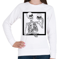 PRINTFASHION Csontváz borral - Női pulóver - Fehér női pulóver, kardigán