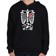 PRINTFASHION Csontváz - Gyerek kapucnis pulóver - Fekete