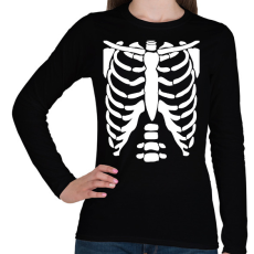 PRINTFASHION Csontváz - Női hosszú ujjú póló - Fekete
