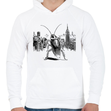 PRINTFASHION Csótány rajz - Férfi kapucnis pulóver - Fehér férfi pulóver, kardigán