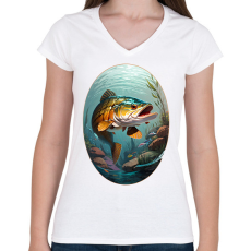 PRINTFASHION Csuka - Női V-nyakú póló - Fehér