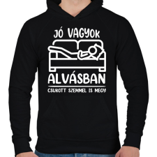 PRINTFASHION Csukott szemmel is megy - Férfi kapucnis pulóver - Fekete férfi pulóver, kardigán