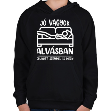 PRINTFASHION Csukott szemmel is megy - Gyerek kapucnis pulóver - Fekete gyerek pulóver, kardigán